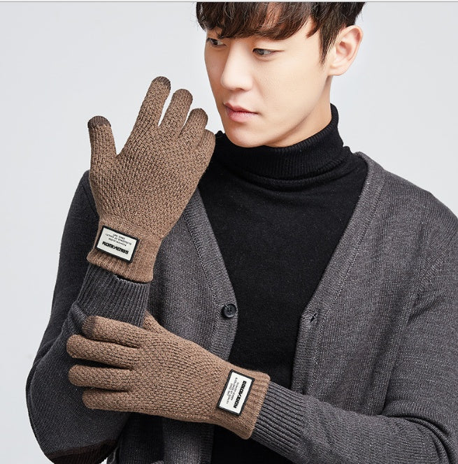 Men's Fall and Winter Knitted Yarn Gloves