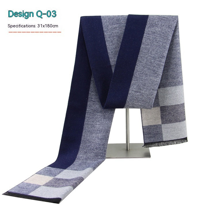 Men's Striped Winter Warm Artificial Cashmere Scarf For Men