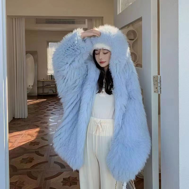 Fashion Long Sleeve Fluffy Coat Women