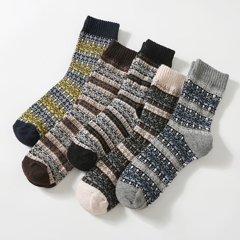 Retro Large Square Wool Socks For Men