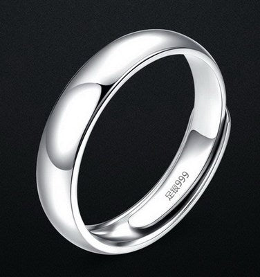 Men's Glossy Simple Silver Ring