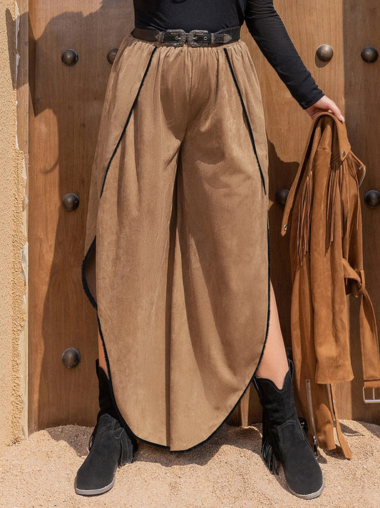 Plus Size Slit Wide Leg Pants by Lady Ros