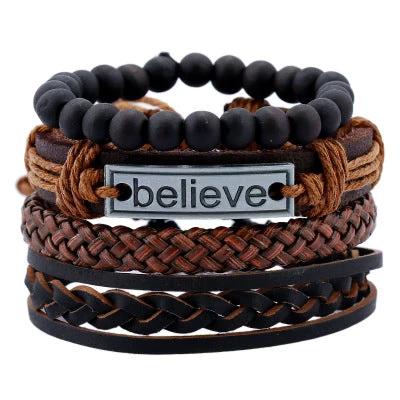 "Believe" Men's Leather Bracelet by GJG Denim