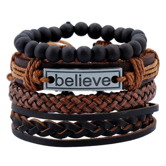 "Believe" Men's Leather Bracelet by GJG Denim