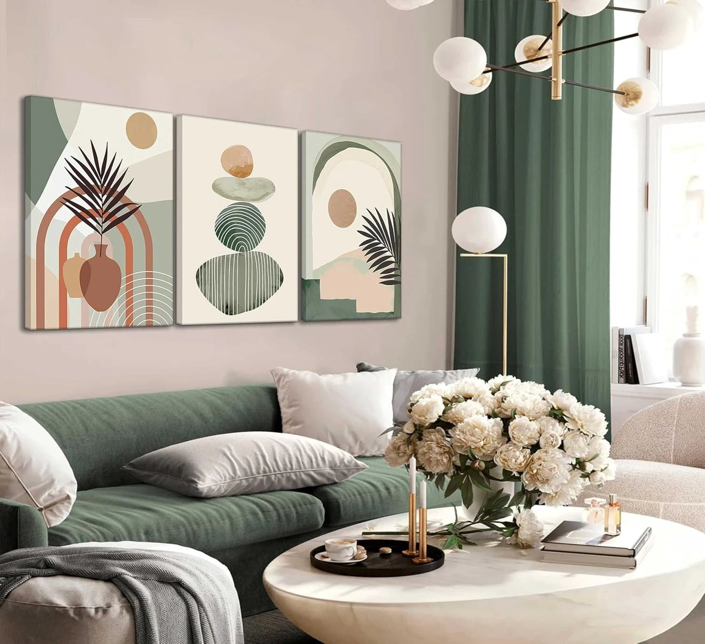 3 Pcs Boho Art Wall Decor Canvas Wall Art Decor Stretched And Framed Ready To Hang Size 12 X 16in by GJG Denim