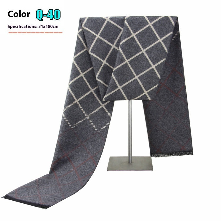 Men's Warm Cashmere-like Striped Scarf