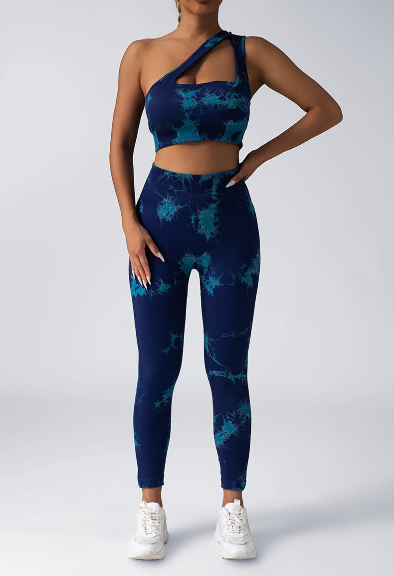 Seamless Knitted Tie-dye Yoga Suit Women