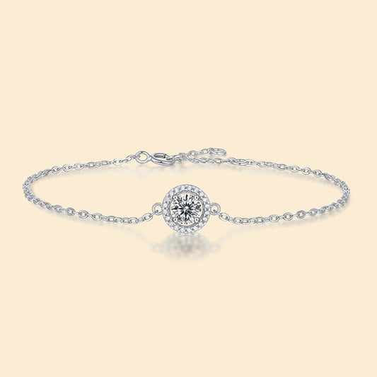 Silver Light Luxury Moissanite Round Bag Bracelet