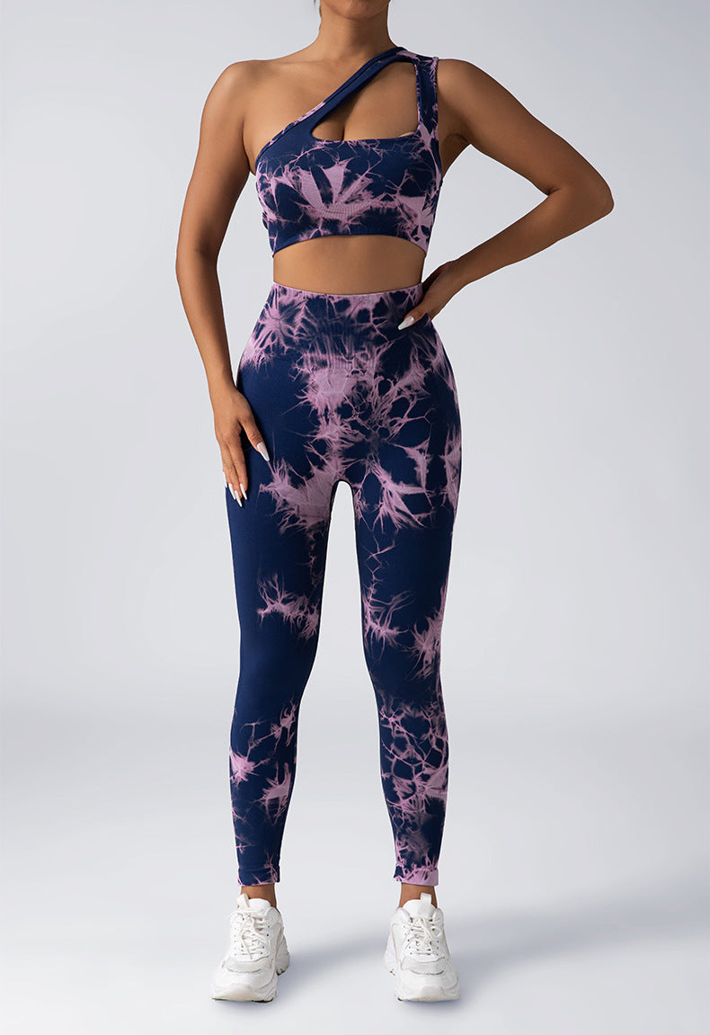 Seamless Knitted Tie-dye Yoga Suit Women