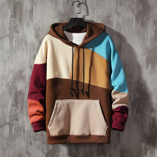 Men's Fleece-lined Thick Casual Loose Large Size Pullover Hoodie