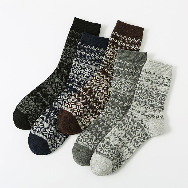 Retro Large Square Wool Socks For Men