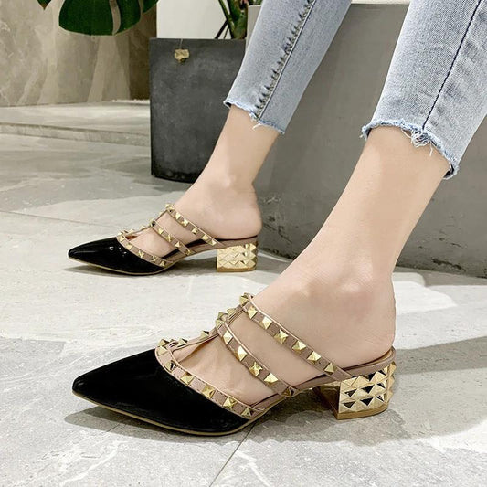 Flat orange Muller sandals and slippers by GJG Denim