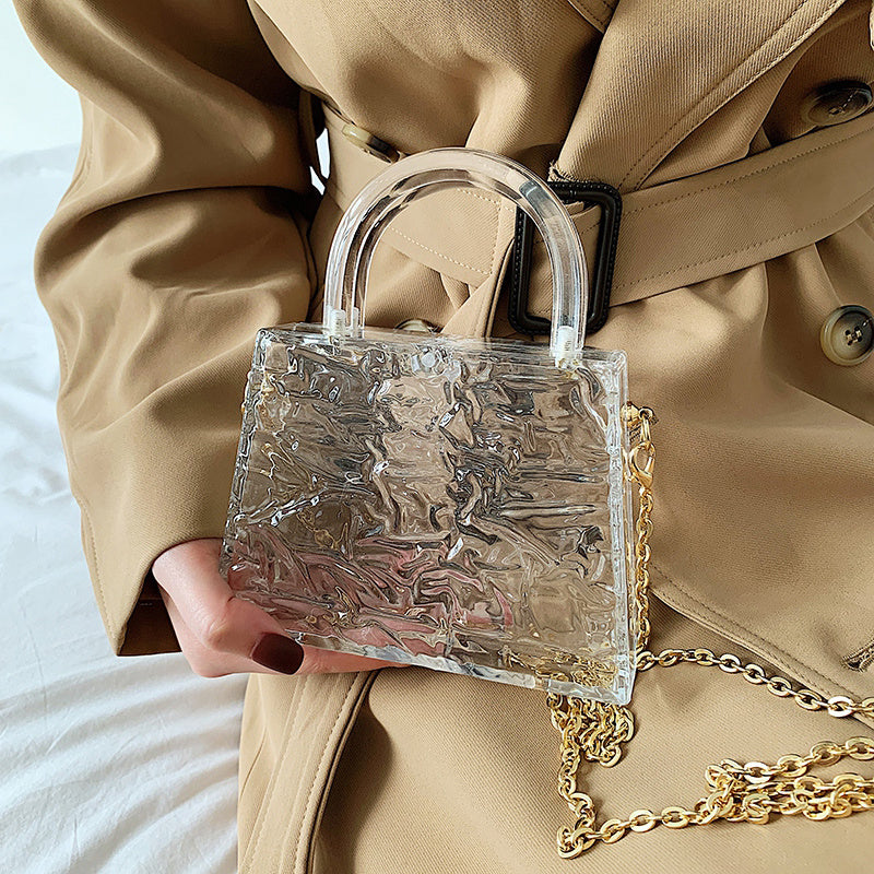 Super Mini Transparent Chain Small hand Bag Lipstick Bag Headphone Bag Women