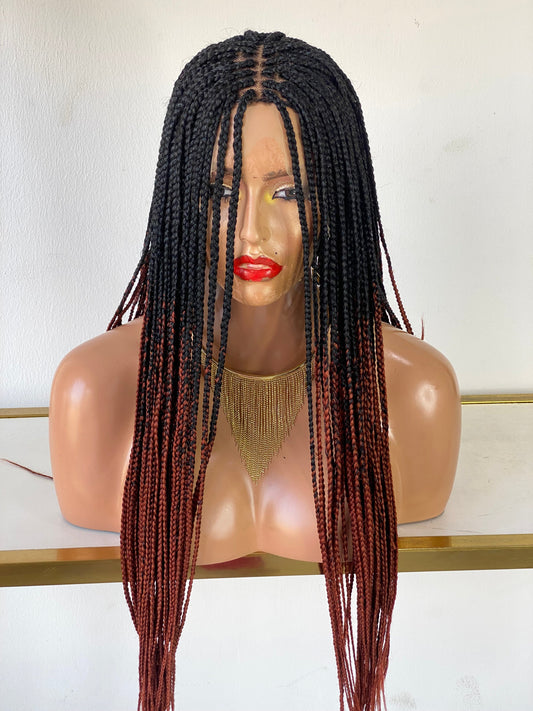 Ready To Ship Box Braid - 4 by 4 Closure Ombré