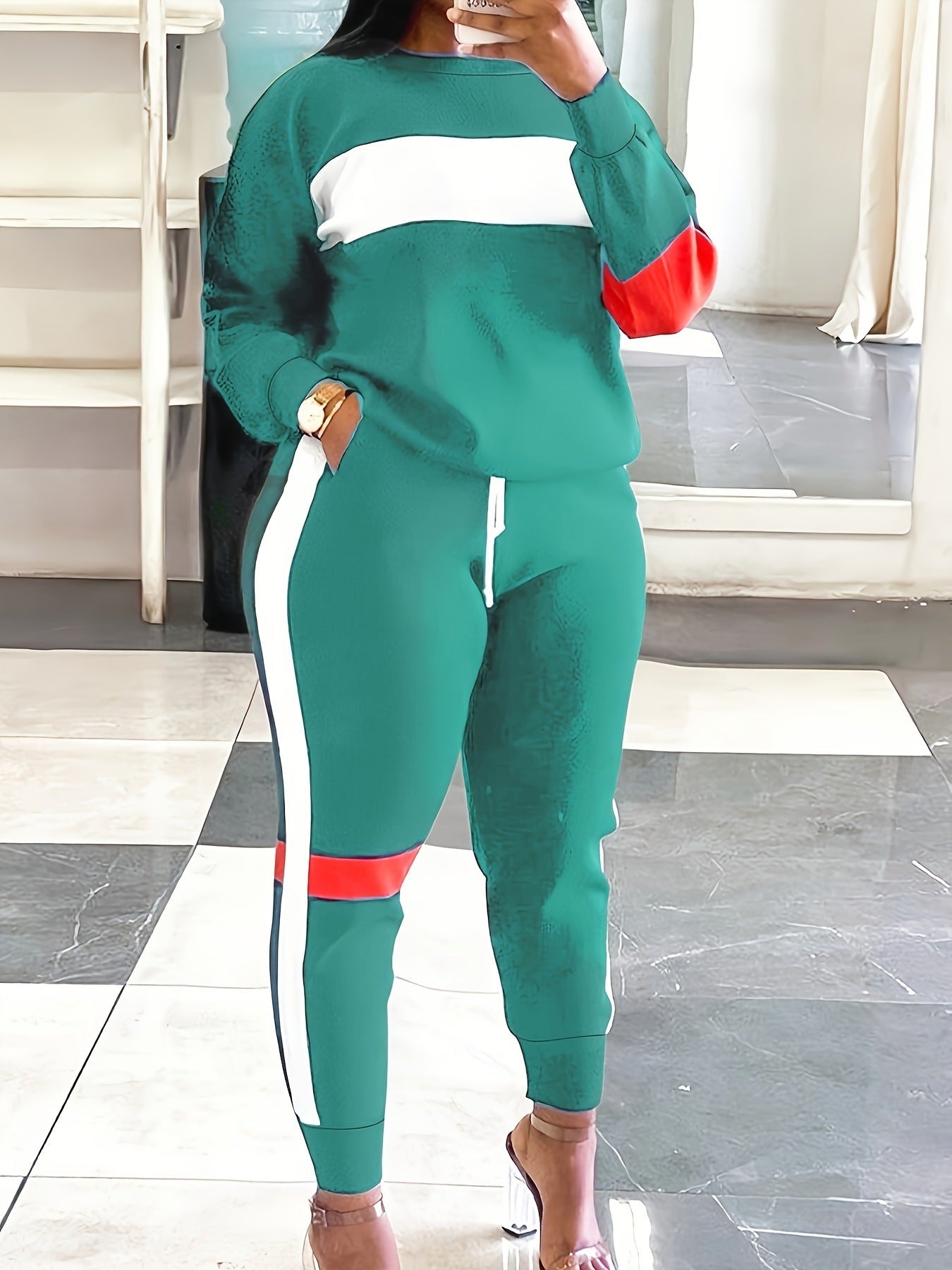 Fashion Cool Contrast Color Plus Size Suit Women