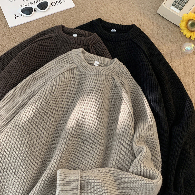Men's Solid Color Loose Casual Long Sleeve Lazy Sweater