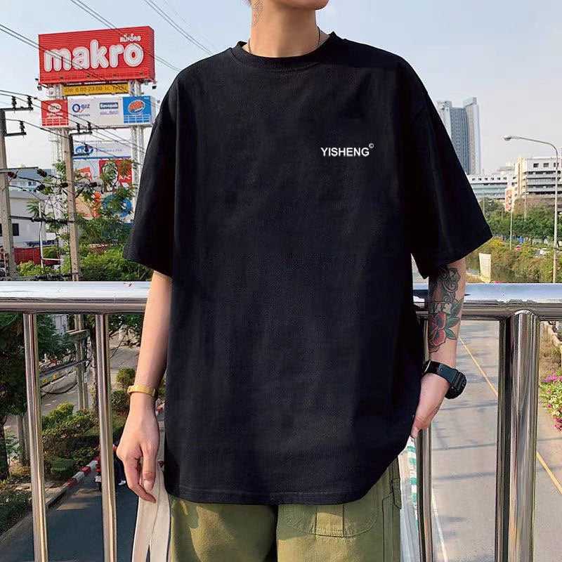 Cotton Short Sleeve Loose Round Neck Printed Shirt