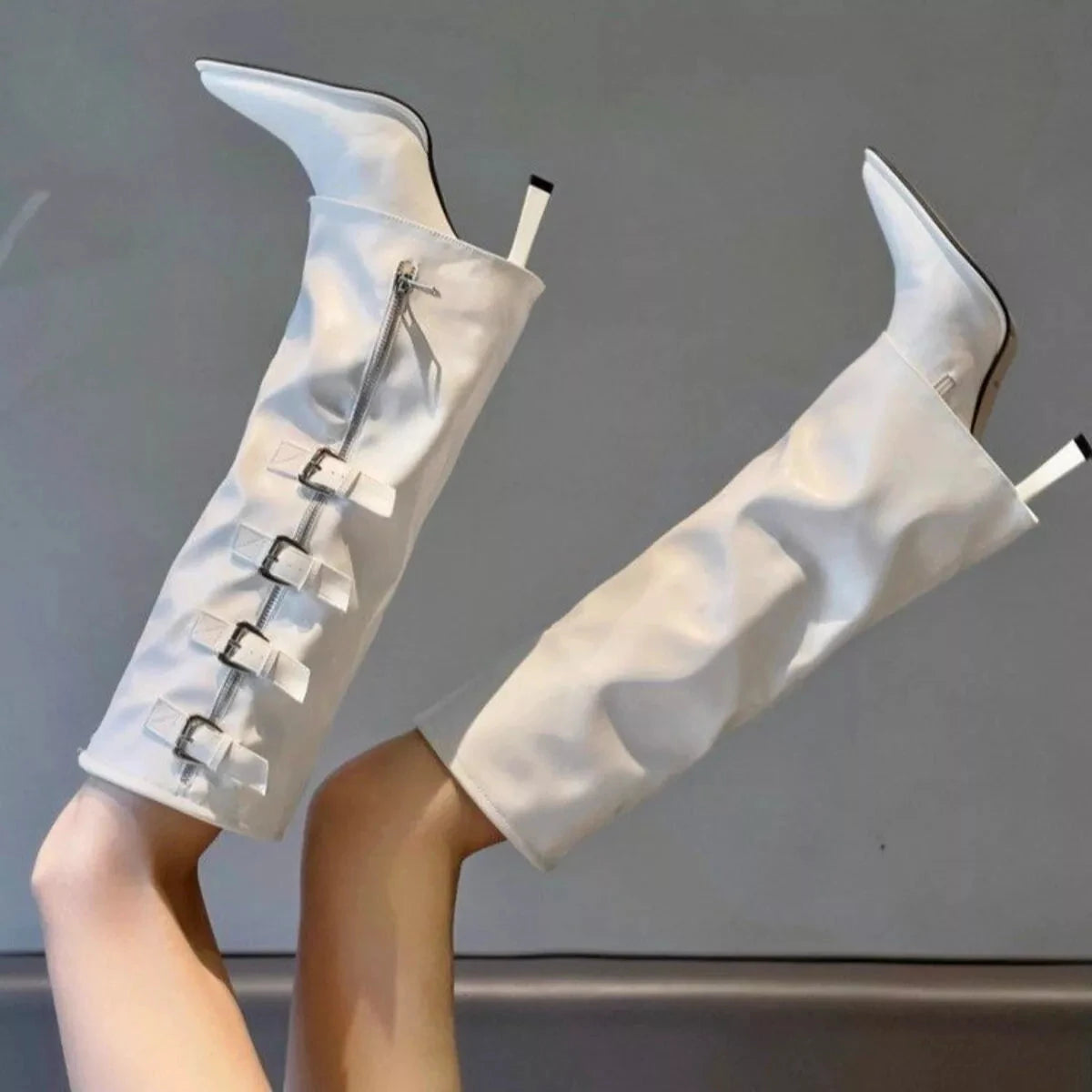 Point Toe Buckle Stiletto Boots by Coco’s Tee Boutique