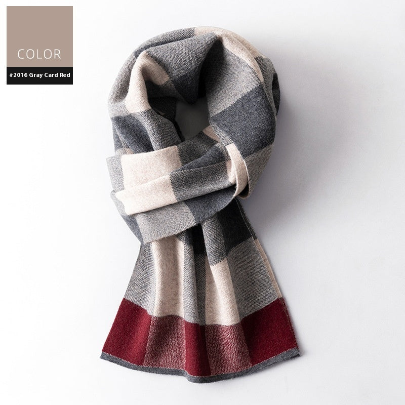 Men's Wool Winter Plaid Double-sided Scarf