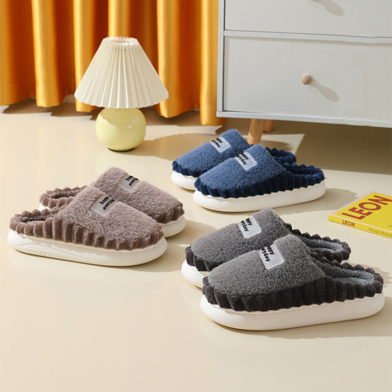 Men's Thick-soled Fleece Slip On Slippers