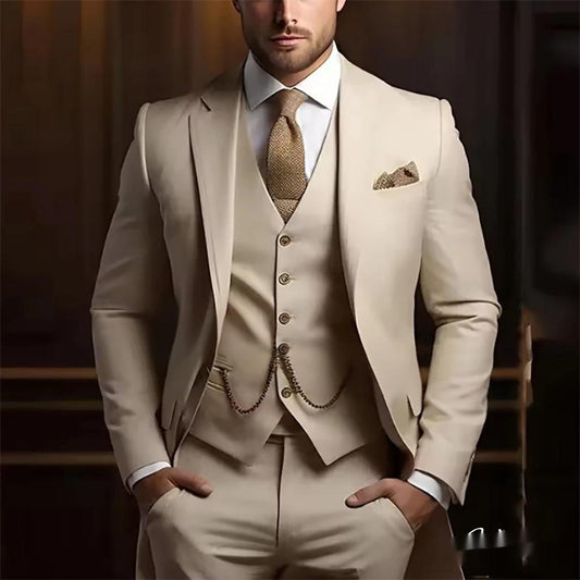 Men's High-grade Gentleman Temperament Slim Three-piece Suit