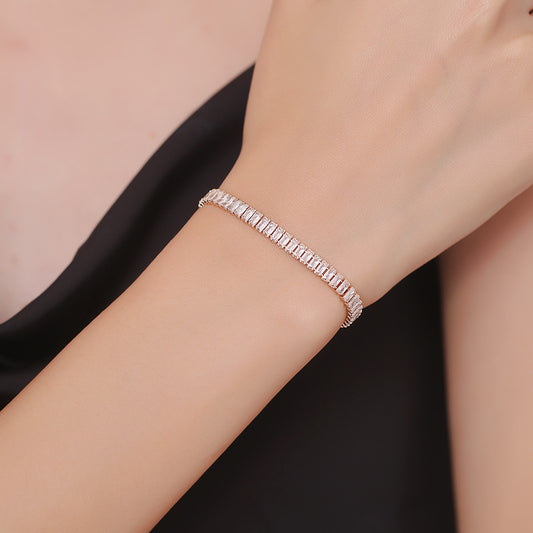 European And American Simple Rectangular Affordable Luxury Style Full Diamond Fashion All-match Bracelet