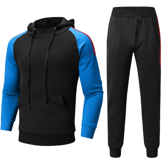 Men's Sport Color-blocked Sweatshirt Sport Casual Set