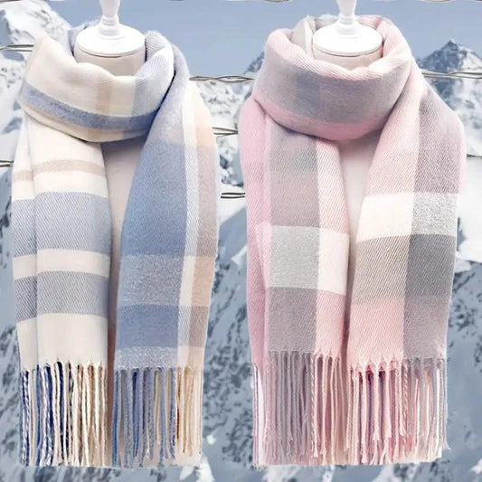 Couple Winter Scarf - Thick Warm Polyester Tassel Shawl Wrap, 180x70cm Unisex Scarves For Women & Men, Christmas Thanksgiving Gift by GJG Denim