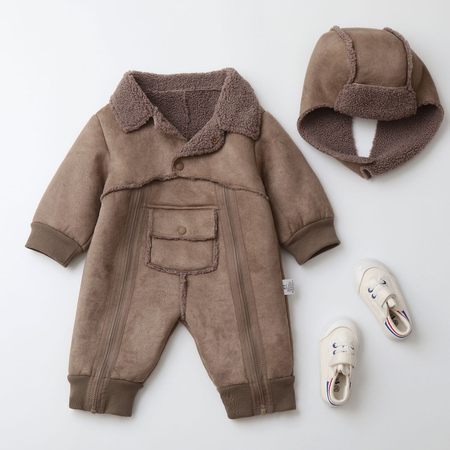 Fur One-piece Hooded Jumpsuit Children's Romper Outwear