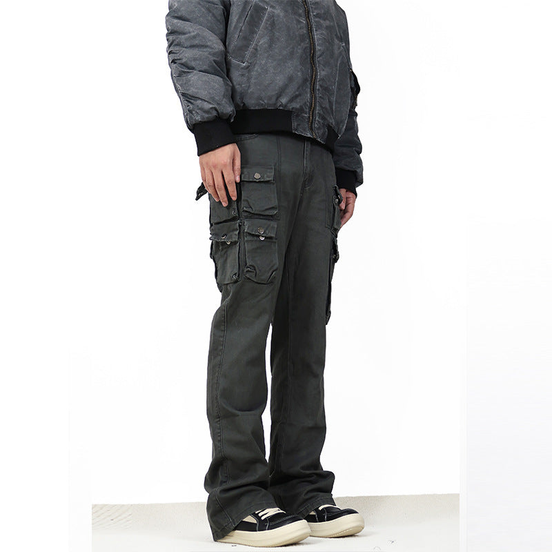 Multi-pocket Slightly Flared Casual Cargo Pants For Men