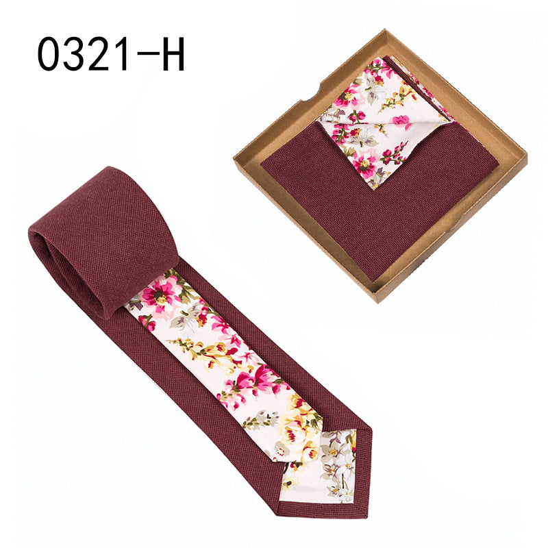 Men's Floral Print Tie and Pocket Square