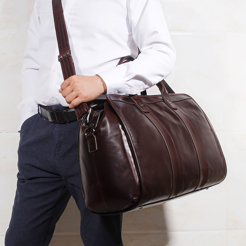 Large Capacity Genuine Leather Travel Luggage Bag Cowhide