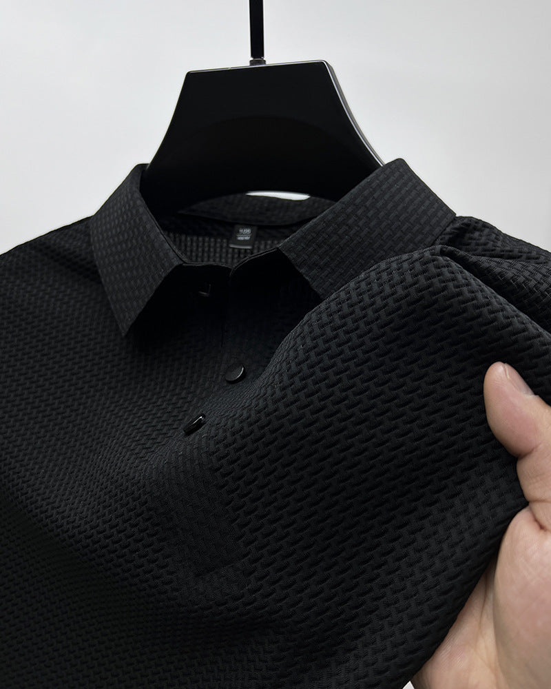 Mesh Ice Silk Short Sleeve Dress Shirt