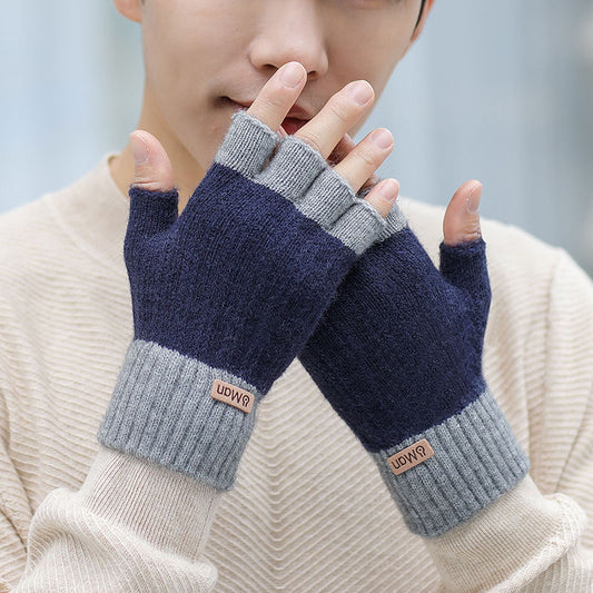Men's Thick Knitted Half Finger Gloves