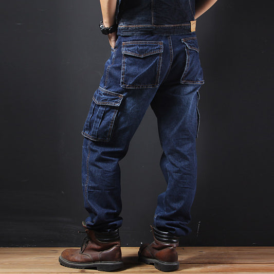 Men's Straight Loose Fit Cargo Jeans