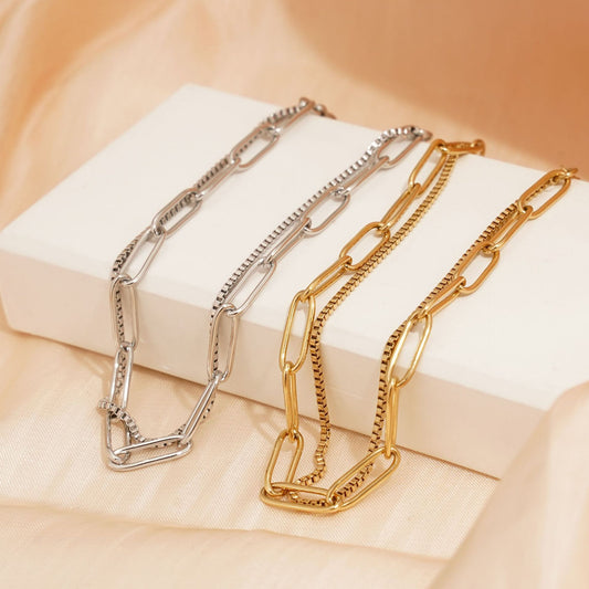 Double Layer Twin Titanium Steel Bracelet Ins Cold Style European And American Women