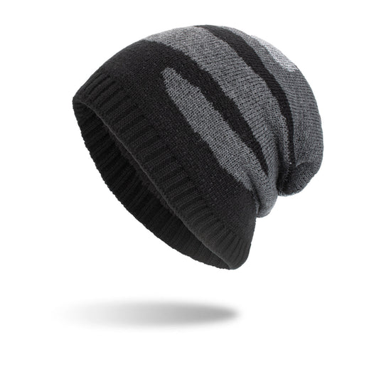 Men's Tricolor Striped Long Pullover Knit Beanie