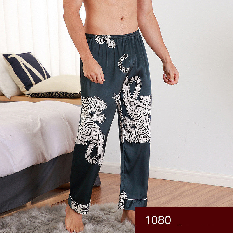 Men's Printed Silk Sleepwear Bottoms