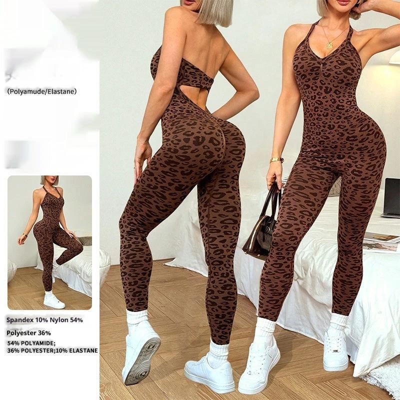 Leopard Print Yoga Bodysuit For Outerwear Womens One Piece Fitness And Workout Outfit by GJG Denim