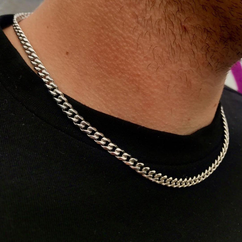 Men's Steel Figaro Cuban Chain Necklace