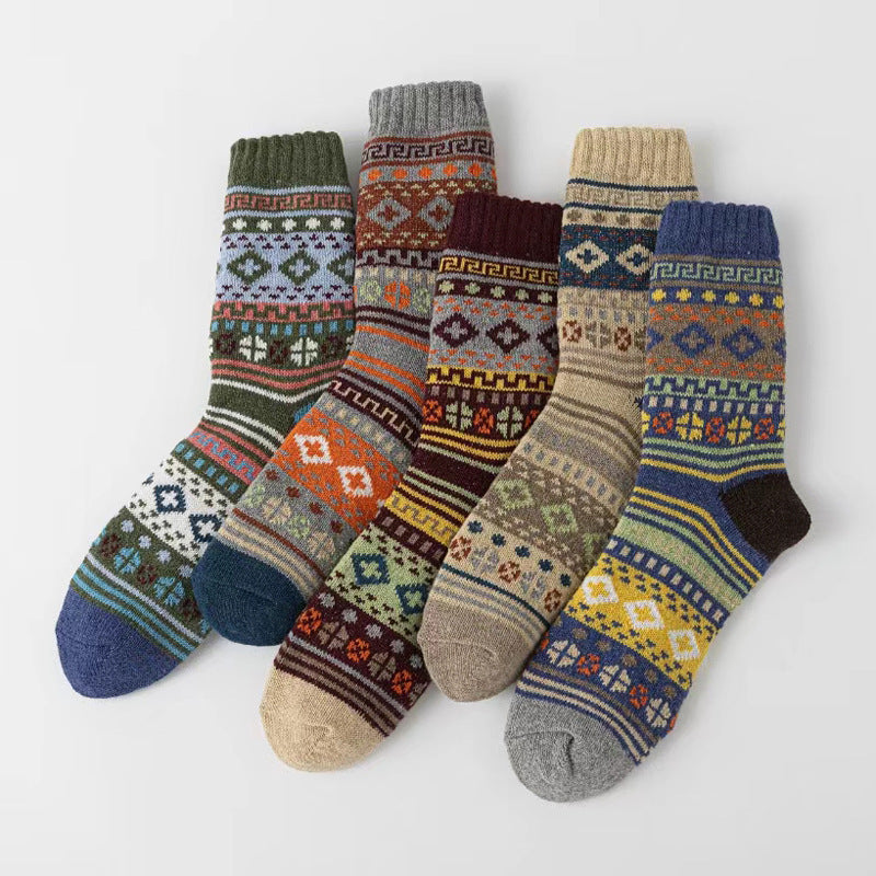 Retro Large Square Wool Socks For Men
