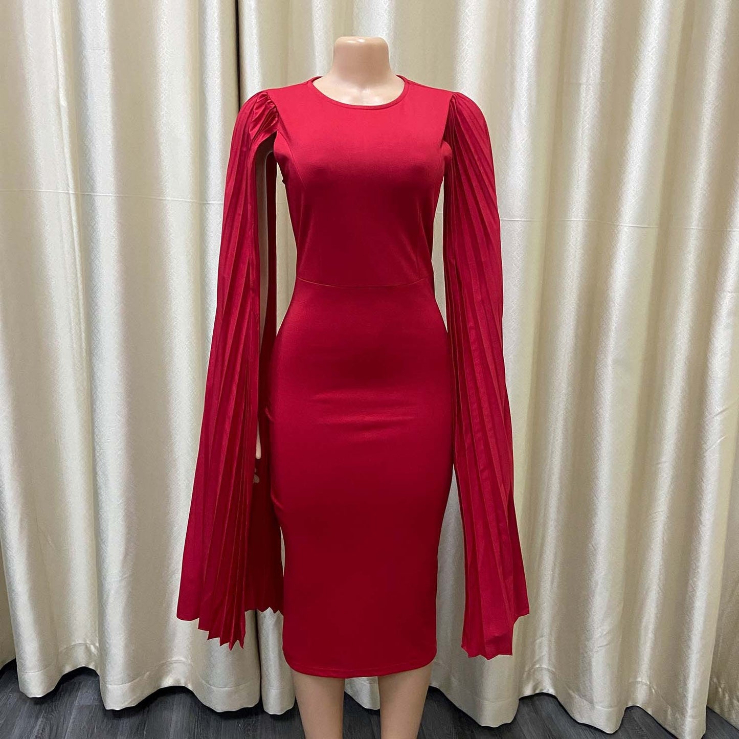 Fashion Pleated Cape Plus Size Gown
