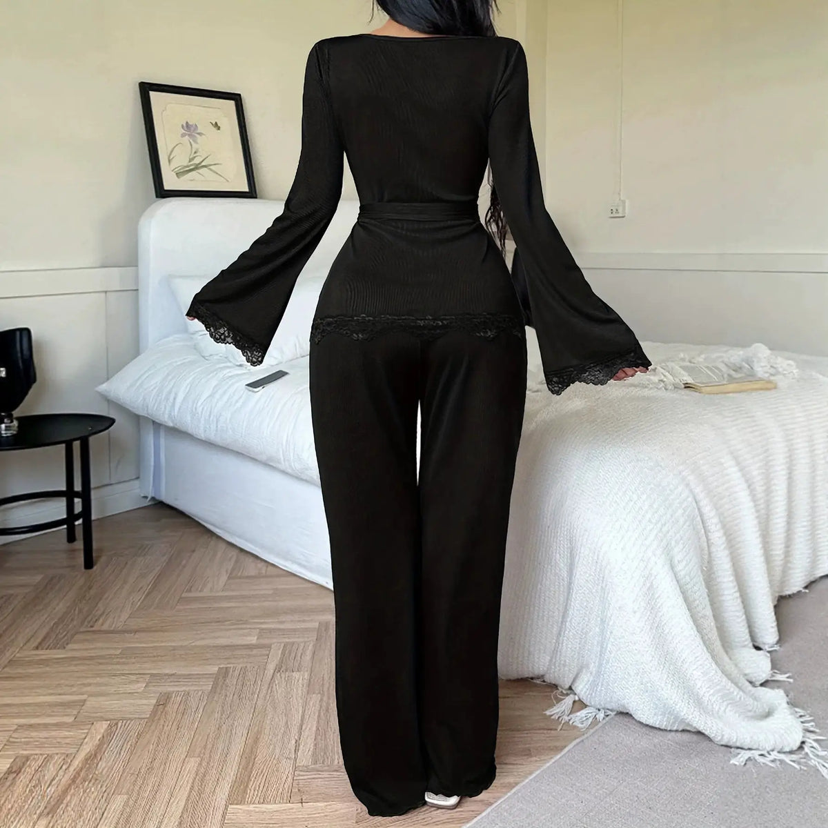 Womens Sexy Lace Top And Pants Set by GJG Denim