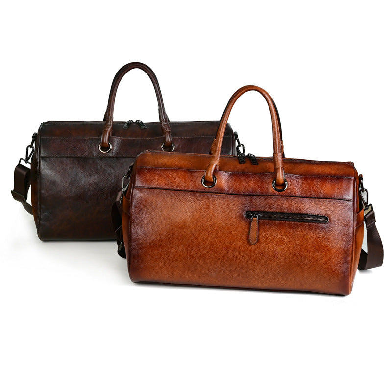 Men's Top Layer Leather Bag Handmade Retro Large Capacity
