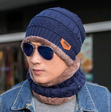Men's Knitted Beanie and Neck Warmer Set