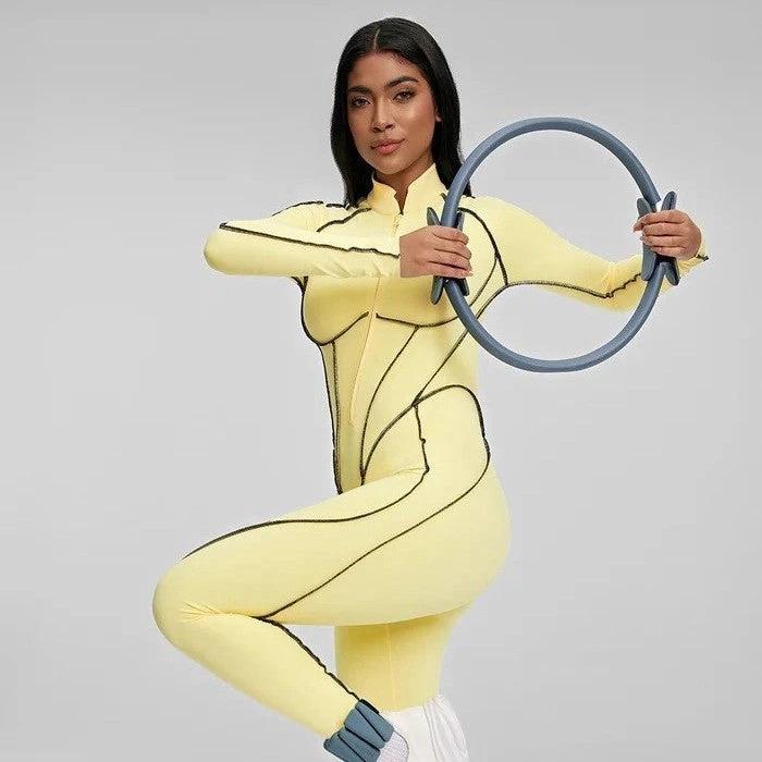 Sports Fitness Split Design One-piece Yoga Clothes With Chest Pad Breathable by GJG Denim