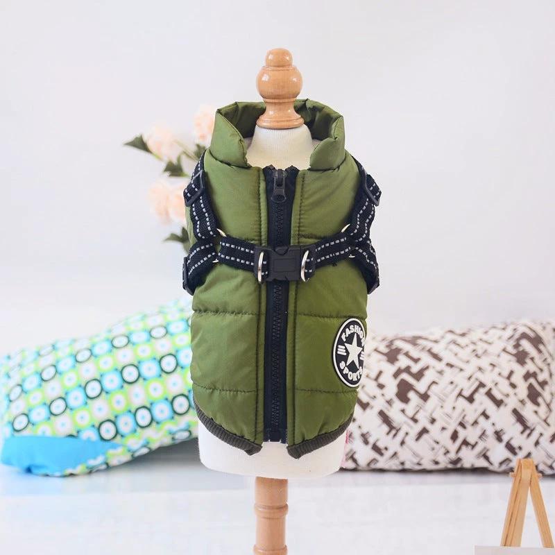 Waterproof Dog Clothes Winter Dog Coat With Harness Warm Pet Clothing Big Dog Jacket Chihuahua Labrador Coat Costume by GJG Denim