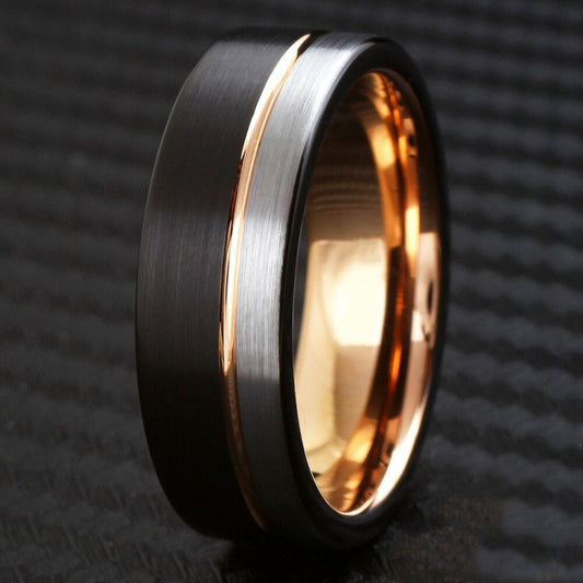 Trendy 8mm Black Tungsten Carbide Ring