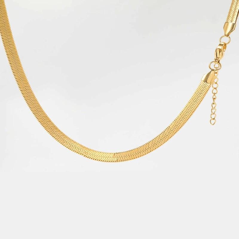 Gold Flat Snake Bone Necklace For Men by GJG Denim