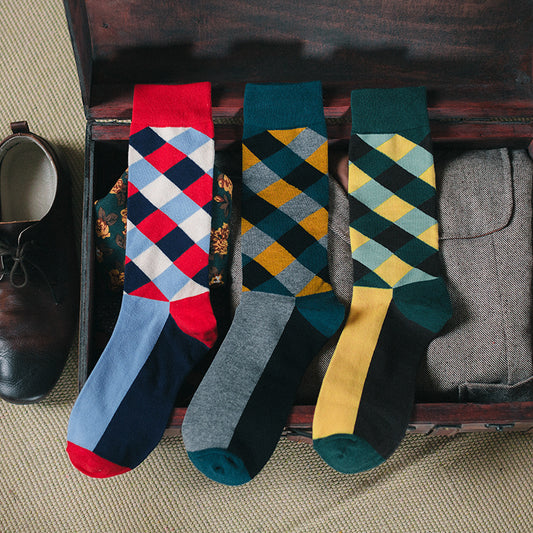Men's Colorful Diamond-shaped Tube Socks